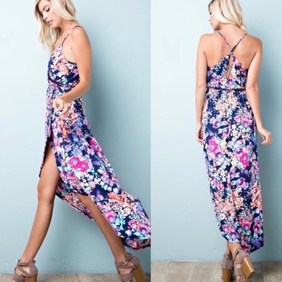 MAIRA Floral Print Maxi Dress - NAVY MIX - Picture 2 of 3